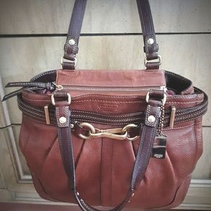 Vintage Coach Hampton Pleated Pebble Leather Carryall Tote Shoulder Bag 12476